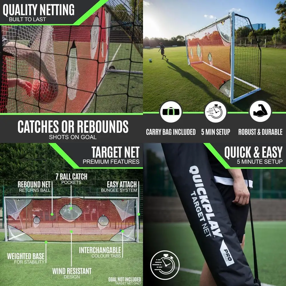 

Футбольные ворота с 7 мишенями для тренировки бросков - прочное тренировочное оборудование для двора или поля