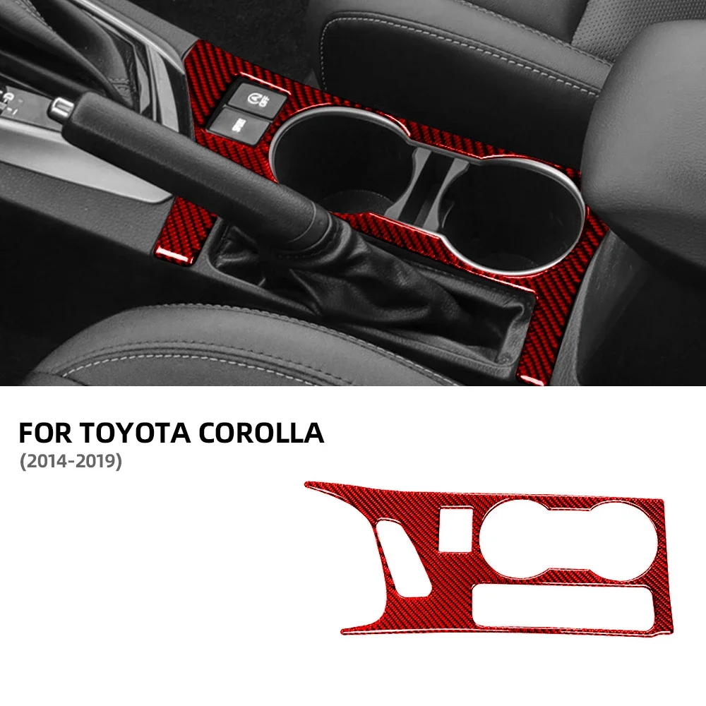 Carbon Fiber Black Fit for Toyota Corolla 2014 2015 2016 2017 2018 2019 Central Water Cup holder Acceccories Interior Stickers