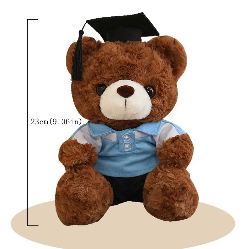 Brinquedo de pelúcia médico boné graduação urso boneca dos desenhos animados macio boneca solteiro urso brinquedo de pelúcia 23cm com chapéu doutorial
