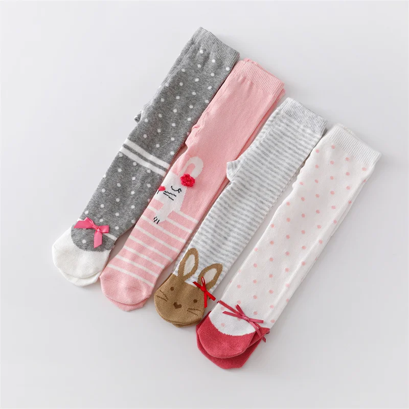 Collants en coton imprimé pour bébé fille, collants pour nouveau-né, collants décontractés pour tout-petits, 0-12M, 4 paires/lot