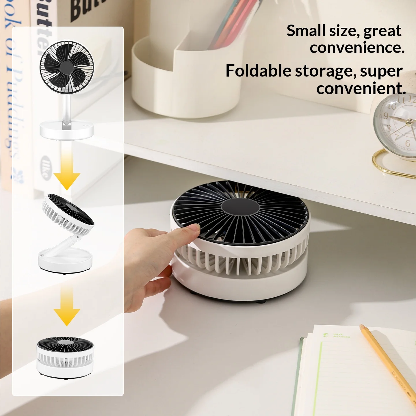 5-Inch Foldable Extendable USB Charged Mini Desktop Fan Portable for Outdoor Dormitory Office Camping - Compact Table Fan image 3