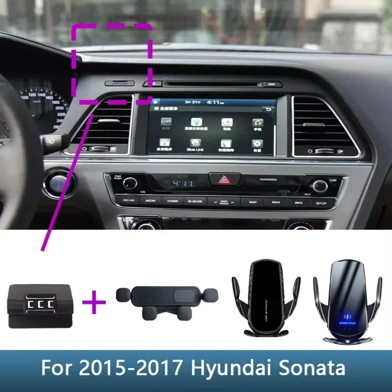 Car Phone Holder For Hyundai Sonata LF 2015 2016 2017 2018 2019 Wireless Charging Special Fixed Bracket Base Stand Accessories