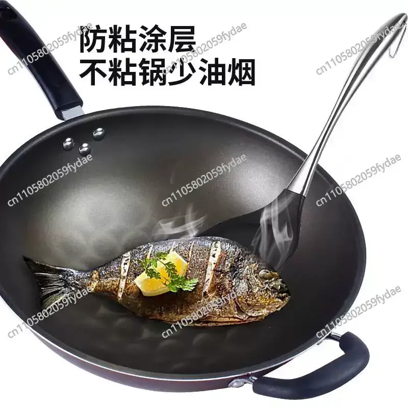 Non-stick Wok with Round Bottom for Frying Without Smoke, Large Cookware for Gas Stoves