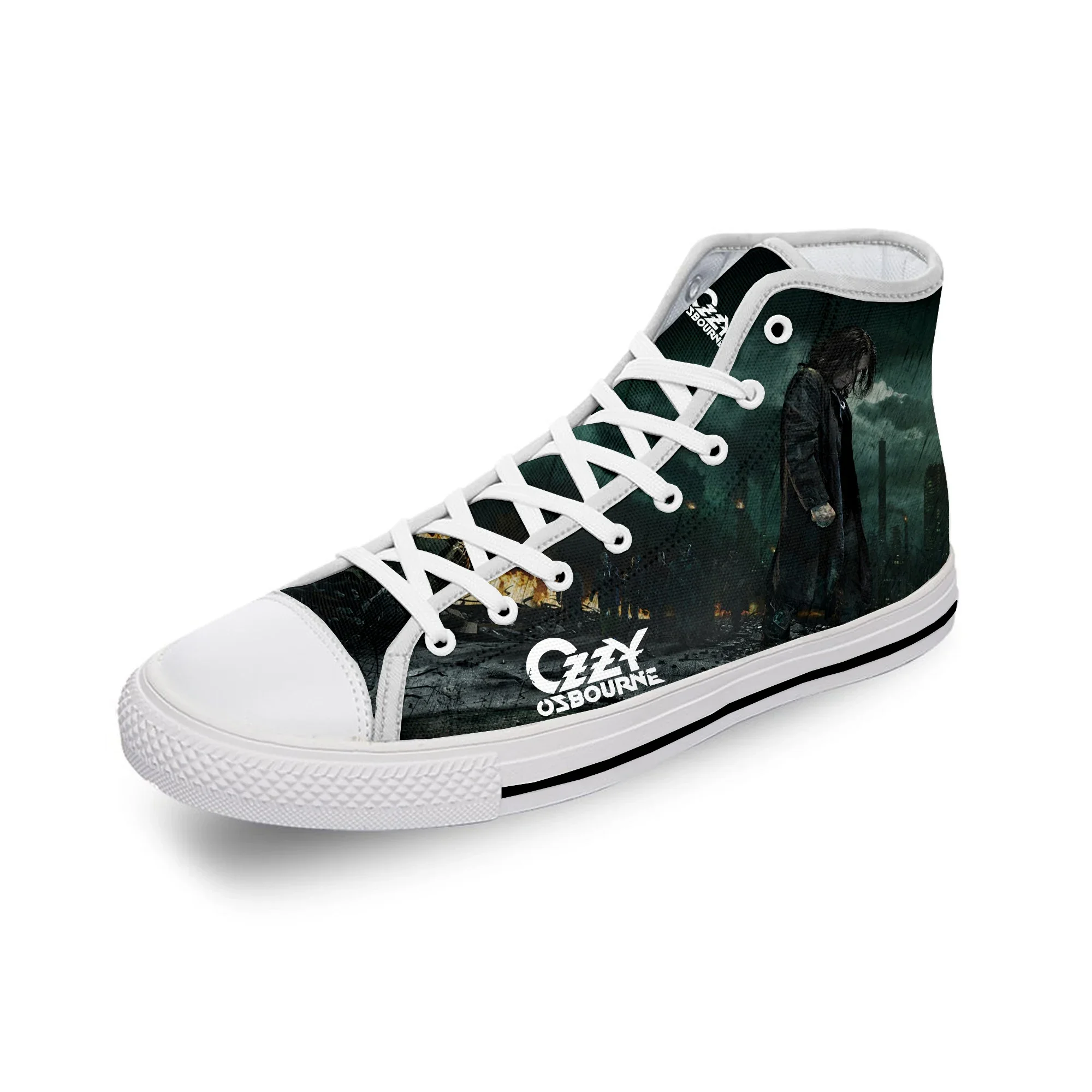 Osbourne Rock Singer Ozzy Heavy Metal White Cloth 3D Print High Top Canvas Shoes Men Women Lightweight Breathable Sneakers