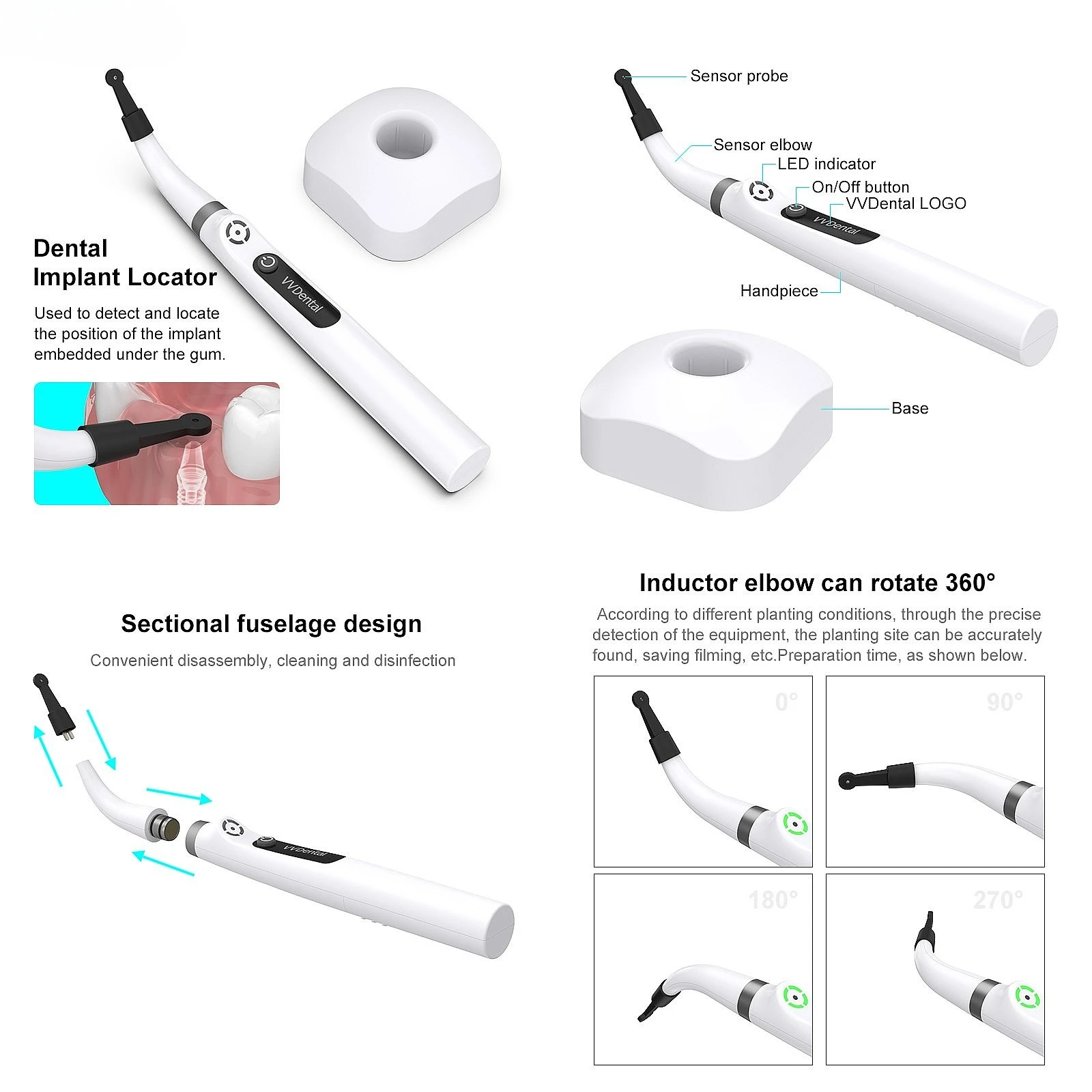 Dentals IL-3 Dentals Implants Locator Cross-Scanning Screwdriver 360° Rotatable Sensor Detection Tool