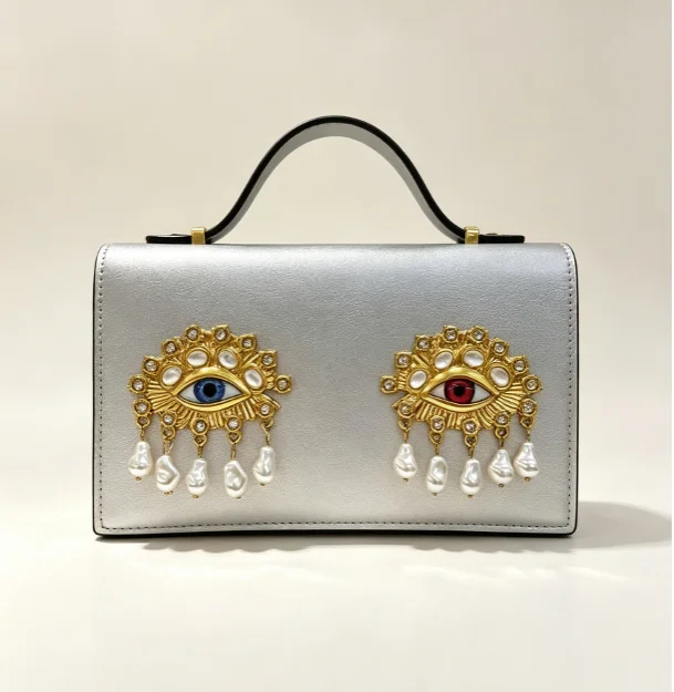 2026 New Eyes Single Shoulder Retro 3D Jewelry Crossbody Bag Retro  Luxury  Devil's Eye Trendy Lapel Women's Crossbody Handbag