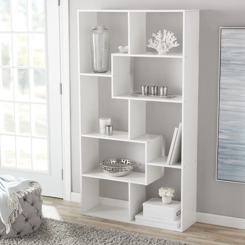 Bookcase, White  Book Shelf Furniture  Book Rack  Book Storage