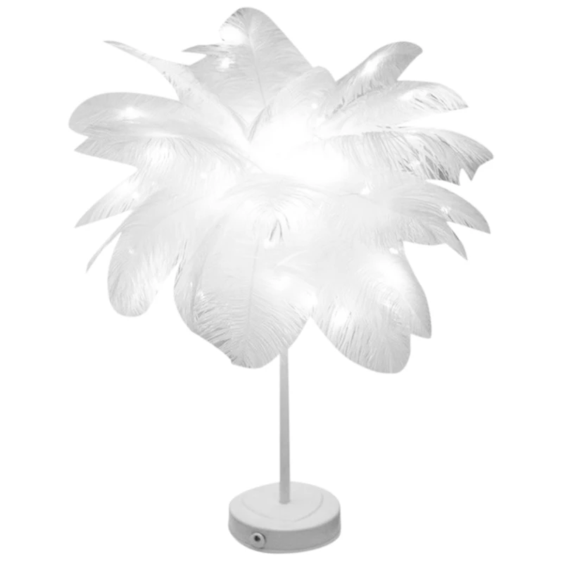 

New LED Fairy Feather Lamp Desk Decorative Table Lamp Remote Control For Home Living Room Bedroom Girl Room Wedding Decor