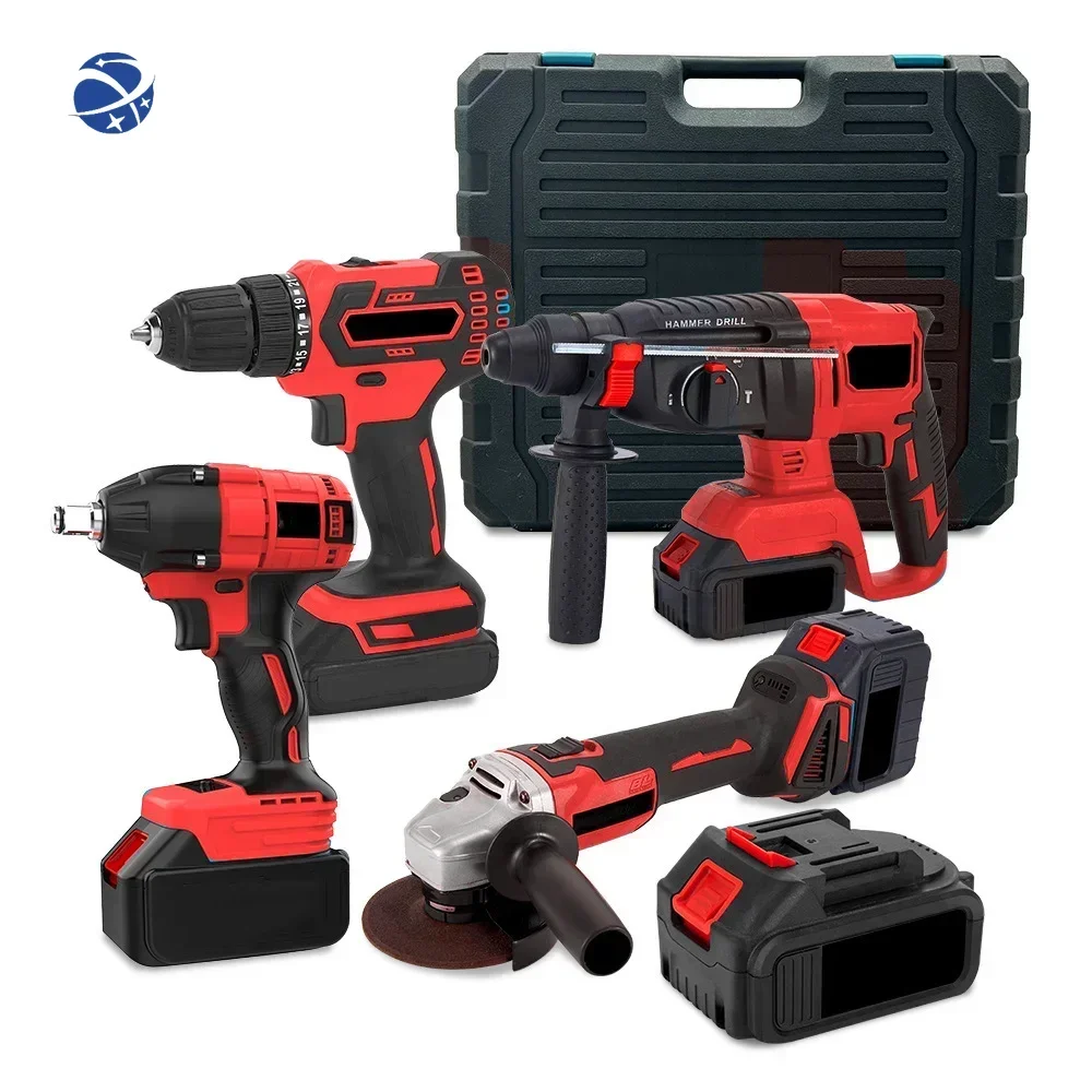 Original brand new！Hard Case Packaging Complete Electrical Cordless Drill Angle Grinder and Electric Wrench Combination for Hous