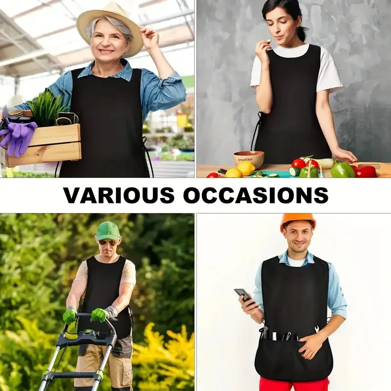 Delantal sin mangas de 1 pieza: mezcla de algodón, resistente al agua, fácil de limpiar para cocina/hornear