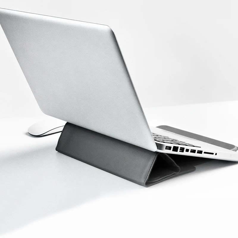 Dormin Foldable Laptop Sleeve Convertible into Stand Case for MacBook Pro/Air 13.3-14.2 & 14.2-16 Inch Portable Protective Cover