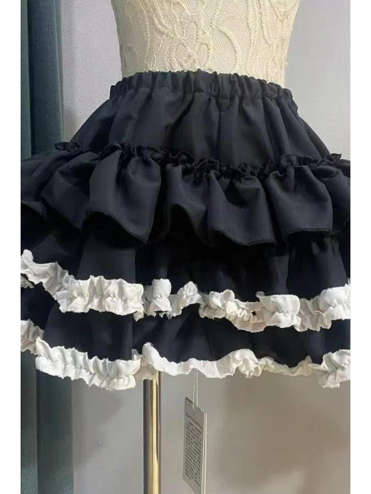 Punk Girl Soft Korean Style A-Line Pumpkin Cake Skirt High Waist Breathable Skin-Friendly Commute Cake Skirt for Ladies