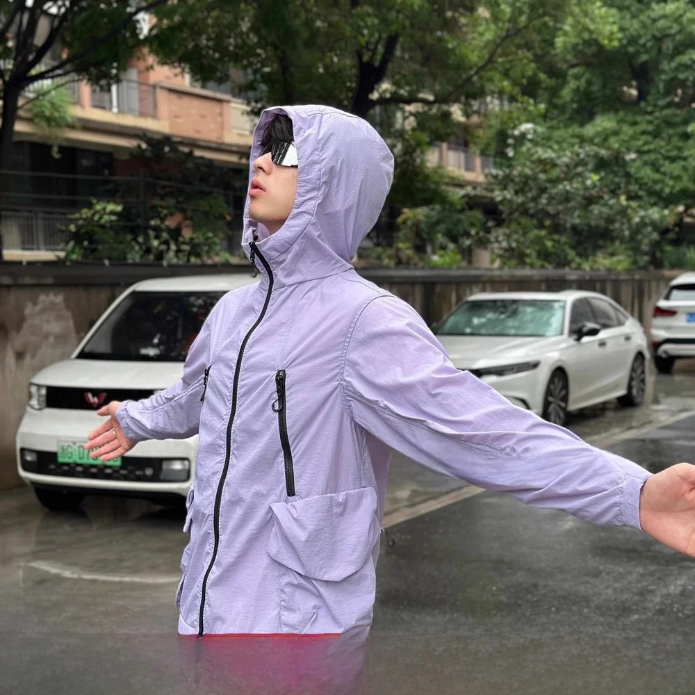 

Уличная куртка с капюшоном для мужчин и женщин, защита от солнца UPF50, ветрозащитная и непромокаемая, складная, летняя, модная, в городском стиле, длинная...