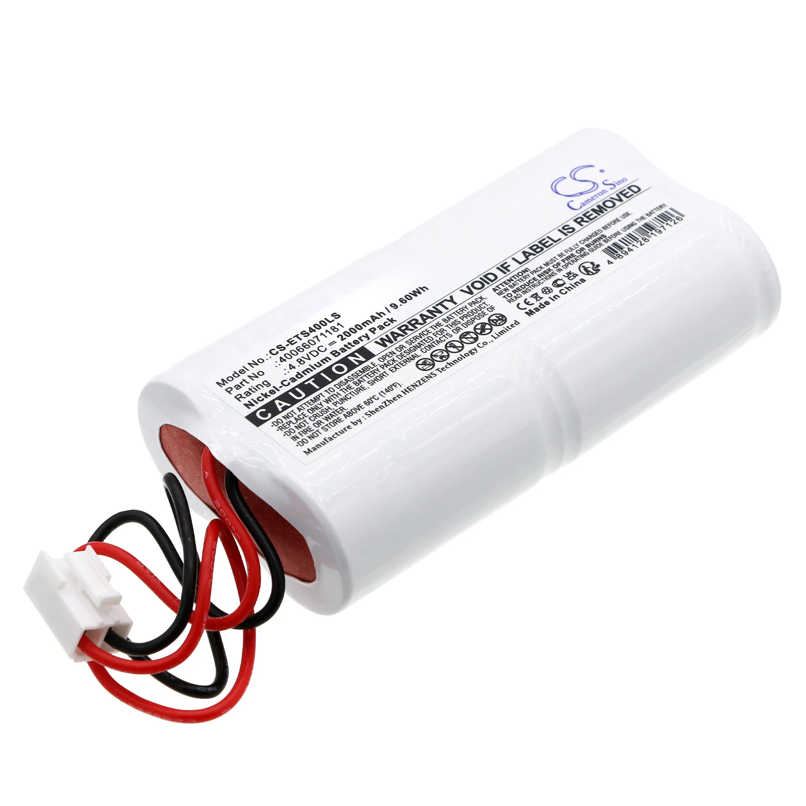 CS Replacement Battery For Eaton CEAG lamp,SV EURO 4 LED,SV EURO 4L LED 40066071181 2000mAh / 9.60Wh Emergency Lighting