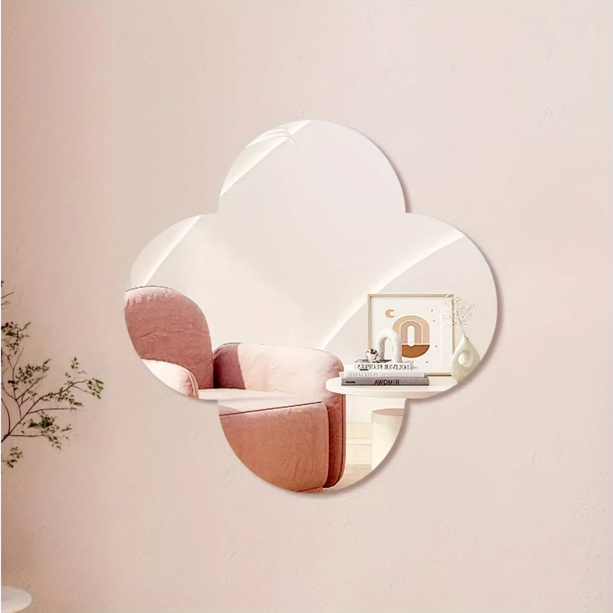 

Cherry Blossom Irregular Bathroom Acrylic Shatterproof Mirrors, Non Glass Mirror Decor for Bedroom, Living Room, Wall Mirror