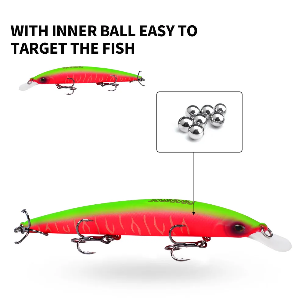 

PROBEROS 1pcs Fishing Lure 15cm-20g 11.5cm-9g Hard Artificial Minnow Lure 5 Color Crankbait Fishing Bait 6#/8# Treble hook dw598