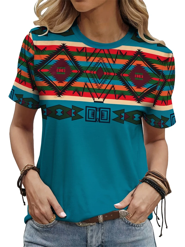 أزياء مطبوعة قصيرة الأكمام جولة الرقبة تي شيرت المرأة كبيرة الحجم قصيرة الأكمام تي شيرت اليومية في الهواء الطلق أعلى فضفاضة تناسب قصيرة الأكمام