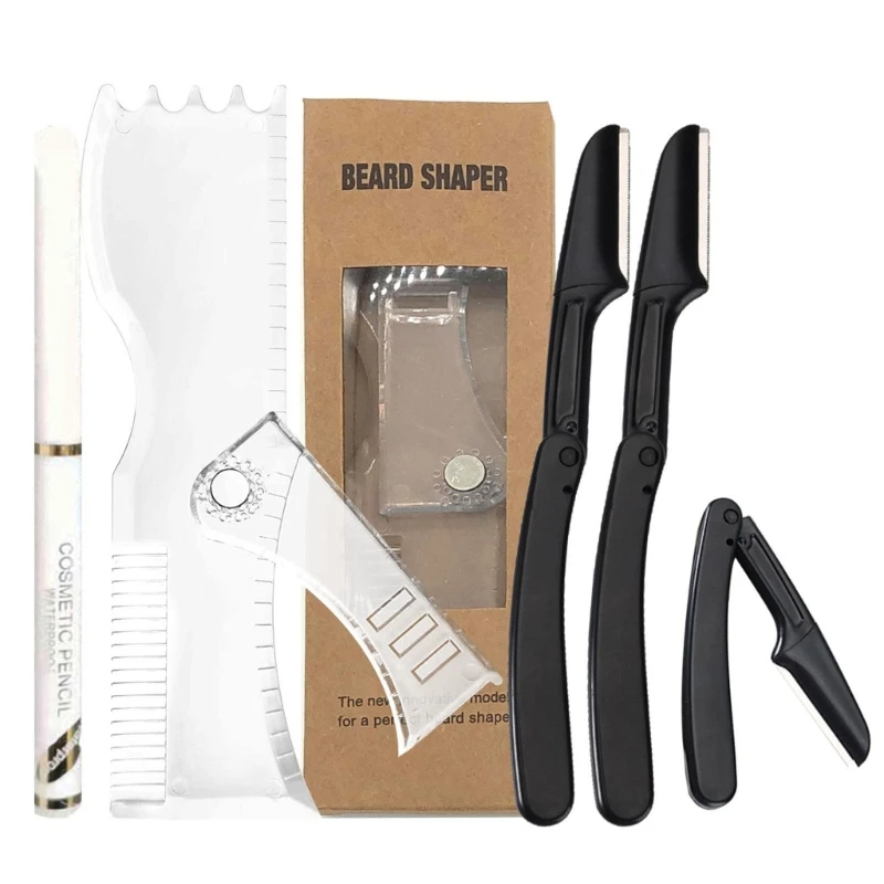 Practical Beard Shaping Tools Beard Lineup Guide Template Perfect for Styling and Edging Beard Shaper Kit Barber Pencil