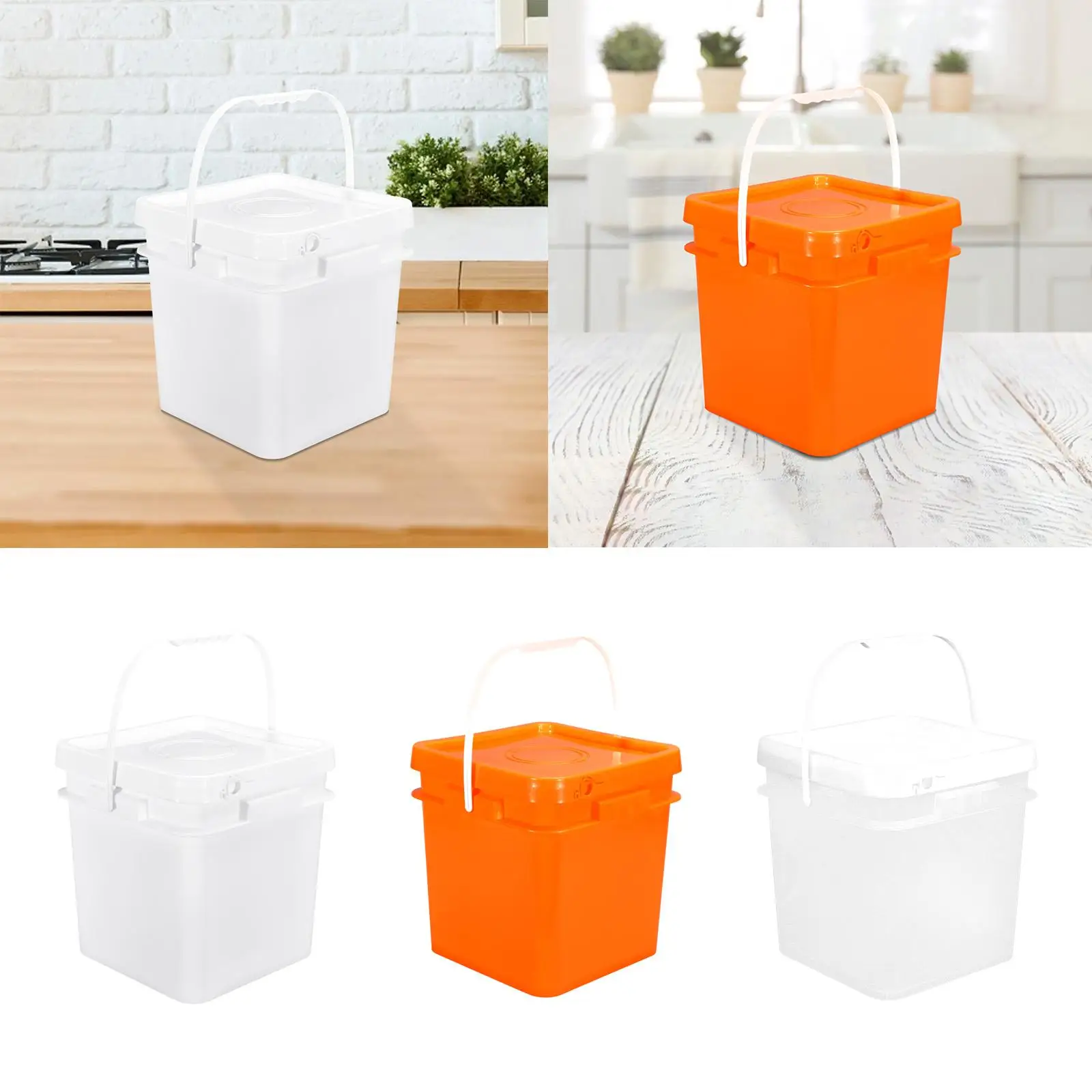 Square Bucket Multifunctional Portable Food Storage Bucket Empty Paint Can Paint Mixing Bucket for Home Painting Garage Kitchen
