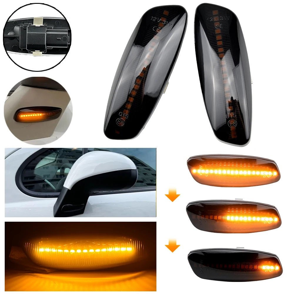 

Светодиодный динамический указатель поворота, мигающий боковой зеркальный светильник, янтарный для Citroen C4 Picasso C3 C5 DS4 Peugeot 308 207 3008 5008