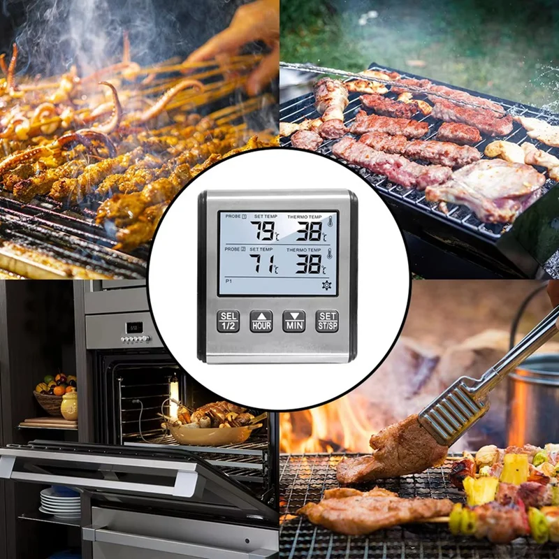 ABKJ-TP710 Digital Timing Food Thermometer Temperature Meter With Timer-Function Meat Probe Electronic Kitchen Tools For BBQ