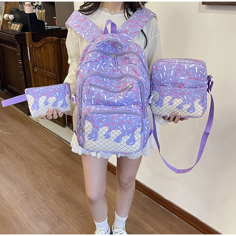 Schülerrucksack, Ice Cream Korean Teenage Girls Sweet Cute Schultasche, leichte, geräumige College-Tasche, Tagesrucksack mit großem Fassungsvermögen – Detail 38