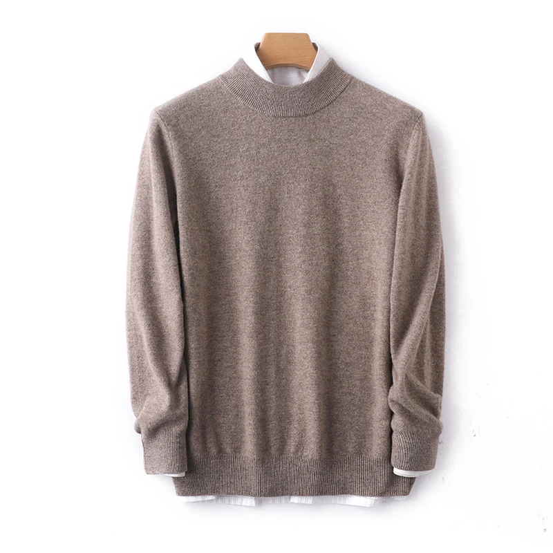 Autumn And Winter New 100% Pure Wool Men's Round Neck Pullover Sweater Loose Padded Cashmere Knit Bottoming Shirt