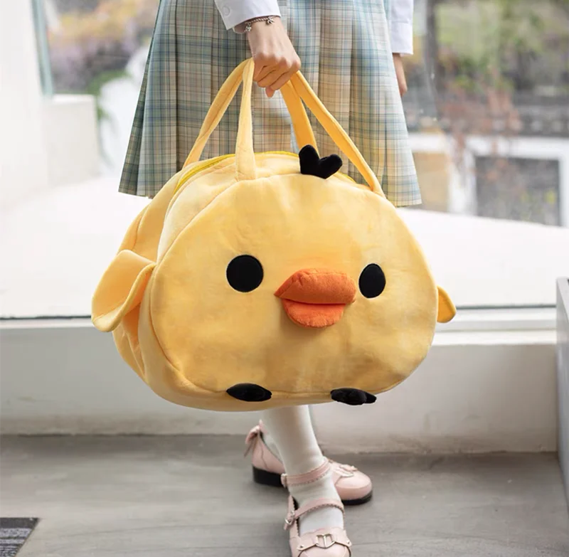 Rilakkuma Kiiroitori Chick Plush Shoulder Bags for Women Kawaii Cute Tote Bags Large Anime Cartoon Travel Hand Bag Handbag