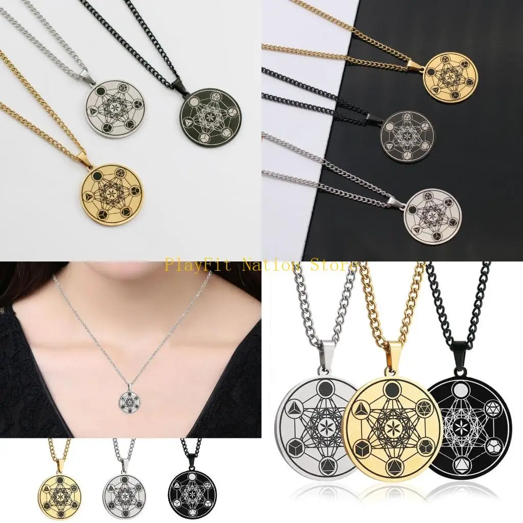 

242f мужчины из нержавеющей стали ожерелья колье архангела Метатрон Ангел Жизнь Печать Соломон Шелри Ожерелья викингов