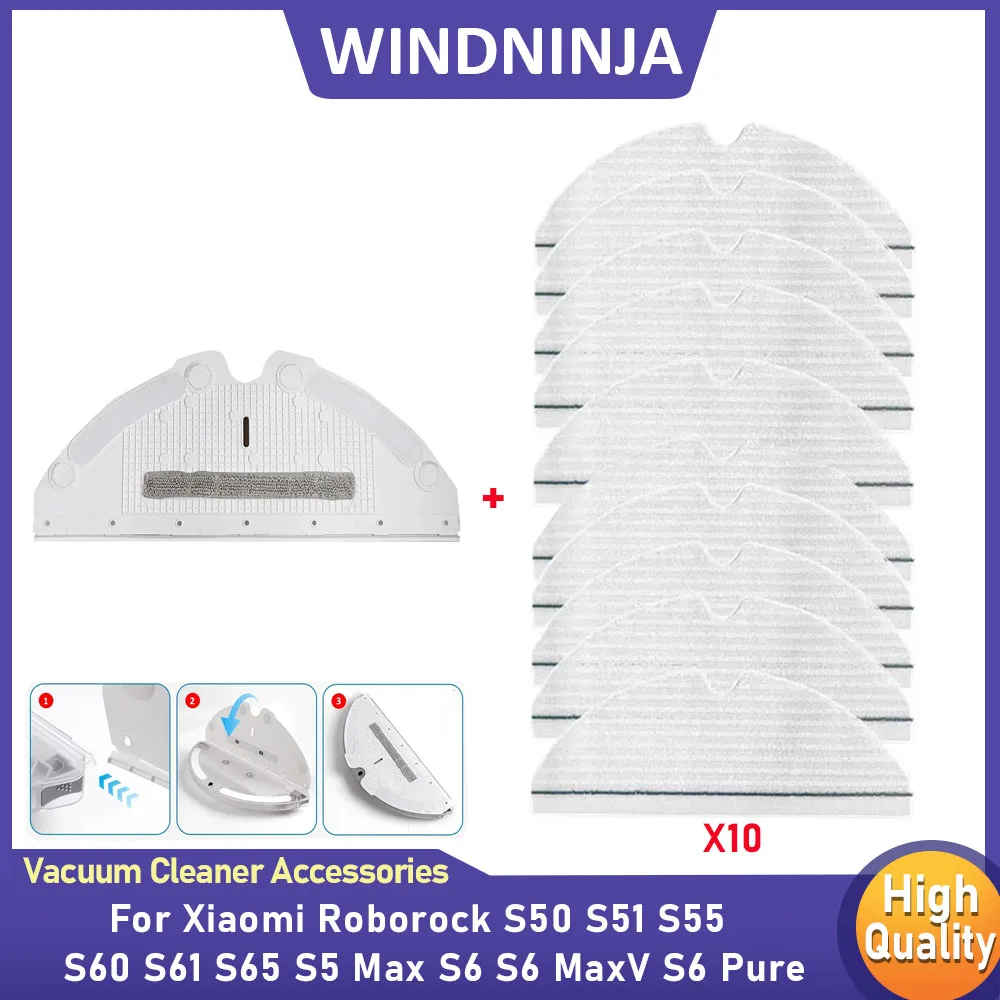 

Compatible for Xiaomi Roborock S50 S51 S55 S6 S60 S61 S65 S5 Max S6 MaxV S6 Pure Mop Rags Bracket and Mop Cloths Kit Replacement