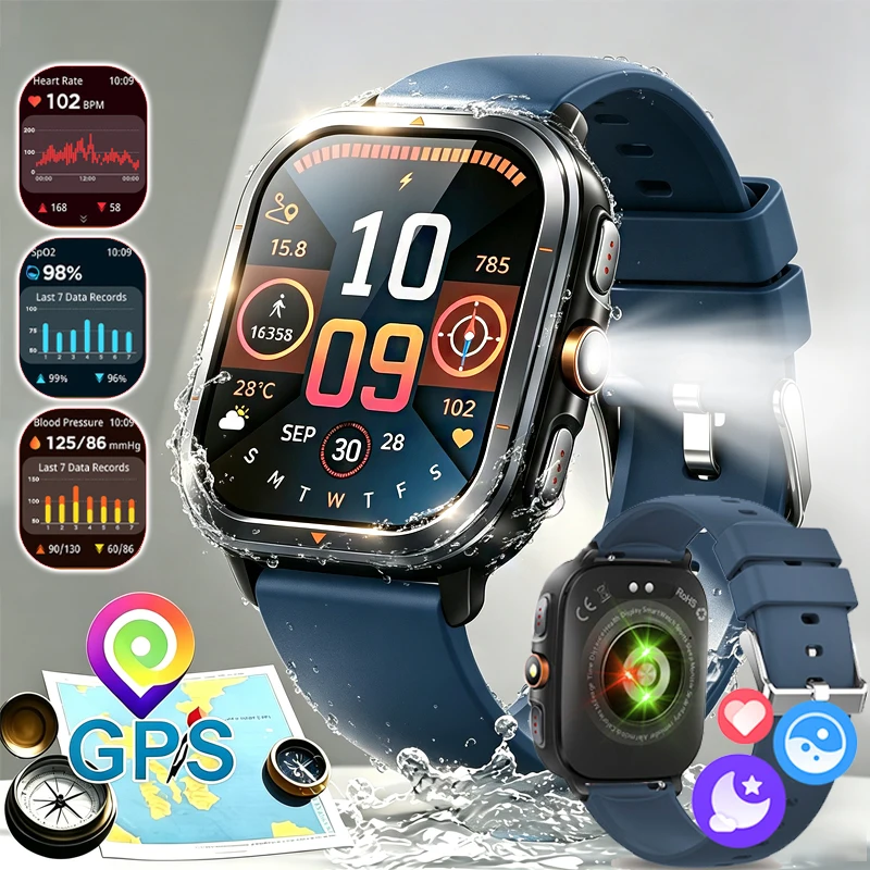 TS500 Health Smart Watch GPS Multi-Satellite Positioning GPT Q&A Heart Rate Blood Oxygen BT  Call 4-Mode Flashlight Smart Watch