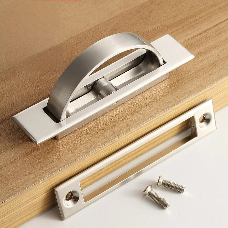 Tatami Hidden Door Handles Zinc Alloy Recessed Flush Pull Cover Floor Cabinet Handle Bright Chrome Dark Furniture Hardware