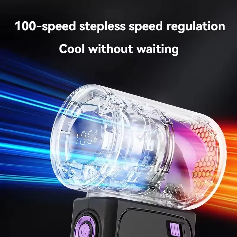 Mini ventilateur portatif Turbo, 100 vitesses réglables, batterie Rechargeable par USB 3600mAh, affichage LED pour voyage, Camping en plein air