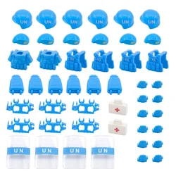 UN peacekeeping Forc Beret Bulletproof Vests Army Soldier MOC Mini Military Figures Accessories Building Block Brick Boys Toys