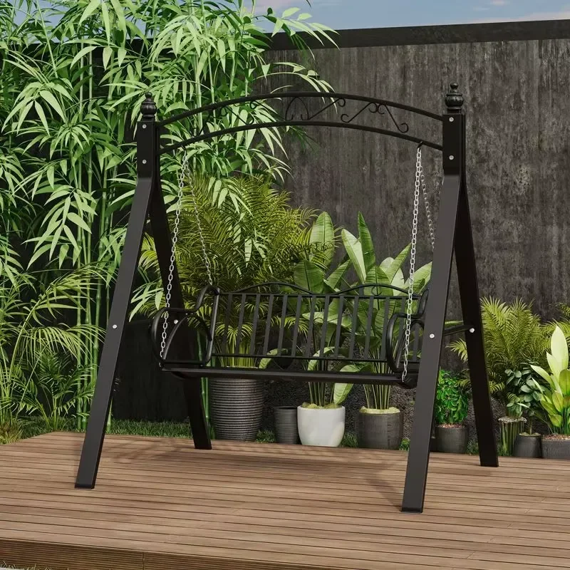 Simple Double Pendulum Outdoor Iron Garden Swing Chair for Patio and Park Furniture