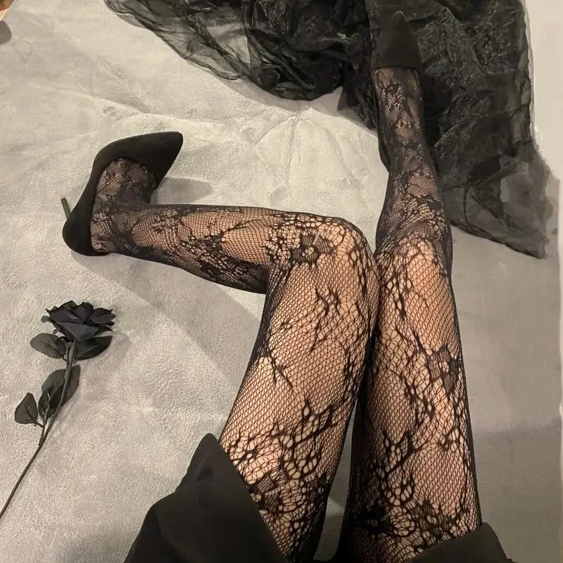 Women Rattan Sexy Stockings Club Party Anti-Snagging Flowers Tights Calcetines Fish Net Stocking Fishnet Mesh Lace Pantyhoses