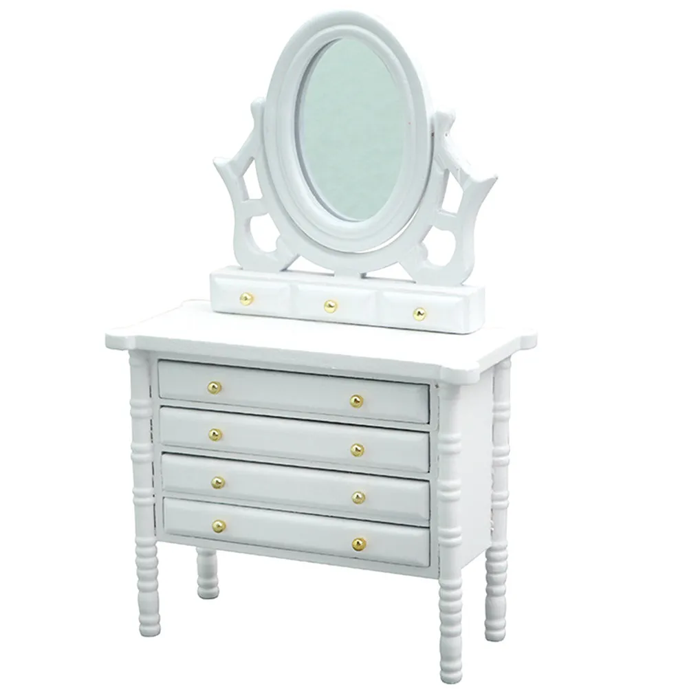 

Miniature Wooden Dressing Table Small Size Natural Material Mini House Dressing Table Storage Furniture Ornament Home Decor