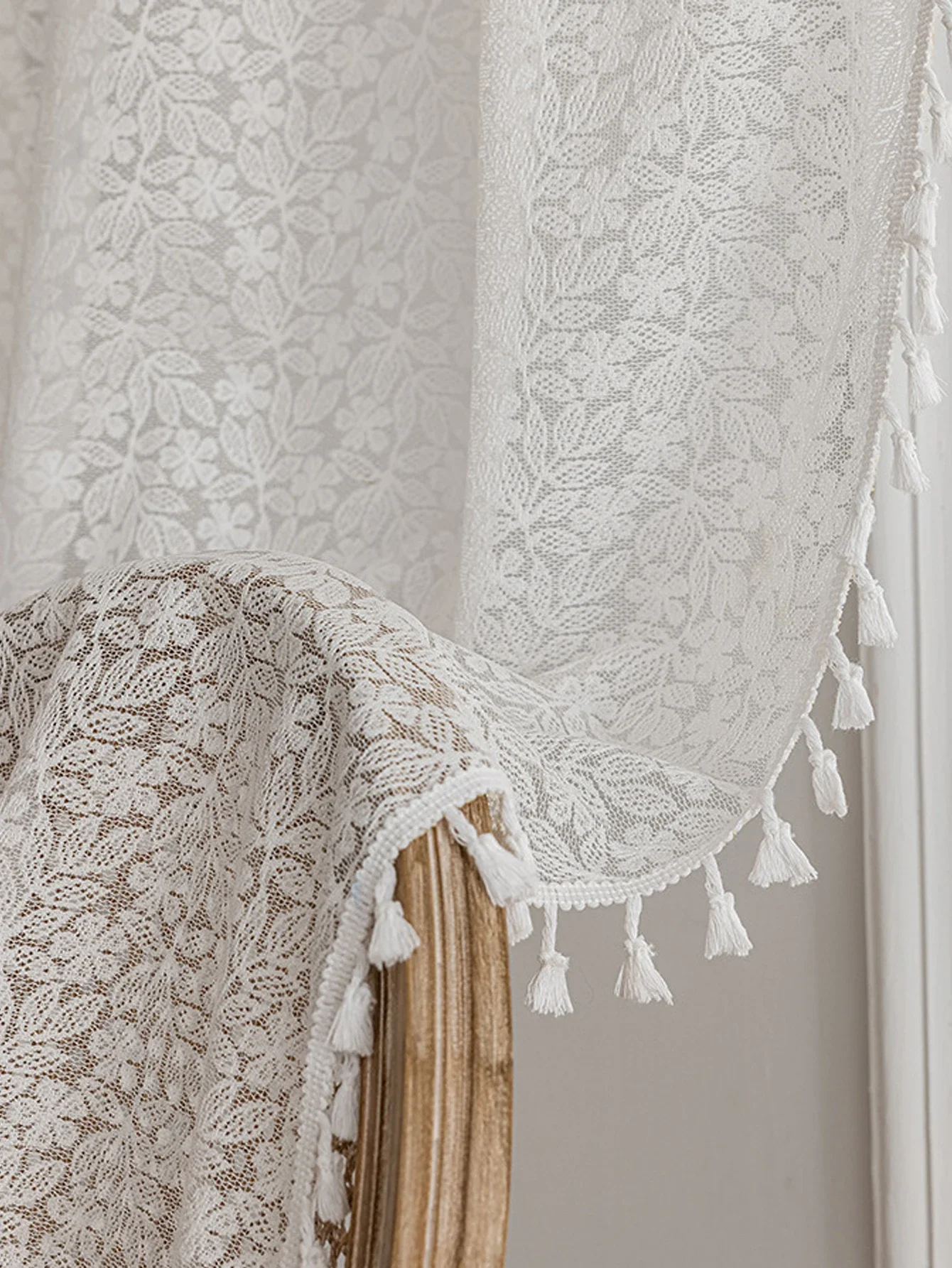 

White Hollow Lace Short Curtain Cabinet Door Cover Literary Decoration
