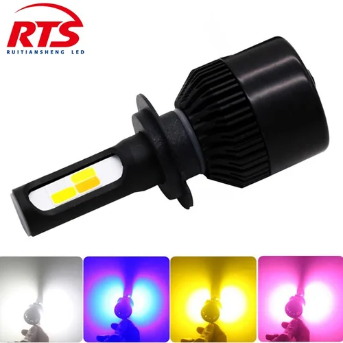 Imagen 2 del producto 2 uds H4 LED 4 colores Flash faro H1 H7 proyector LED H8 H11 HB3 HB4 80W luces LED Auto lámpara coche faros 12V 24V