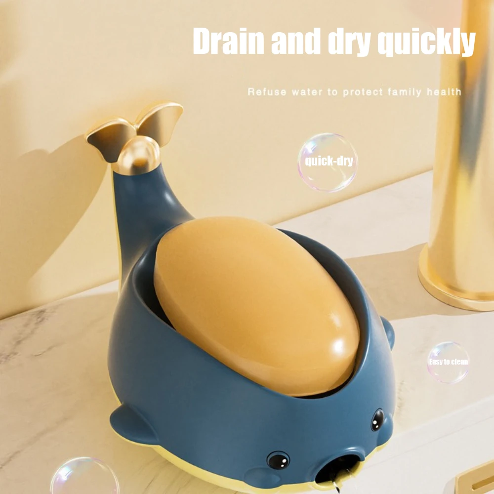 One Whale soap box - Whale Soap box with thick drain soap shelf Large household bathroom cute soap box