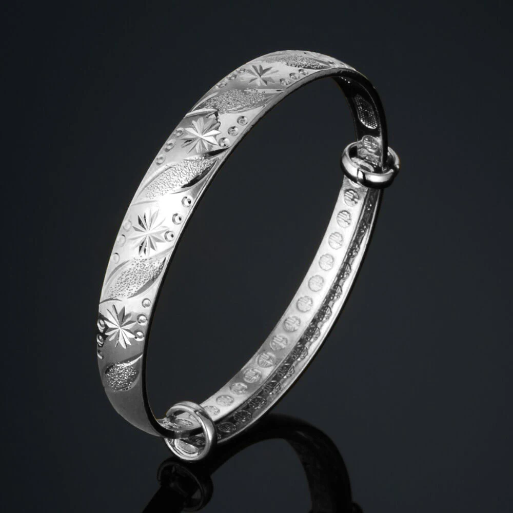 

Cute Flower Wedding Bangle for Lady Silver Gold Plated Simple Bracelet Luxury Women's Bracelet Jewelery