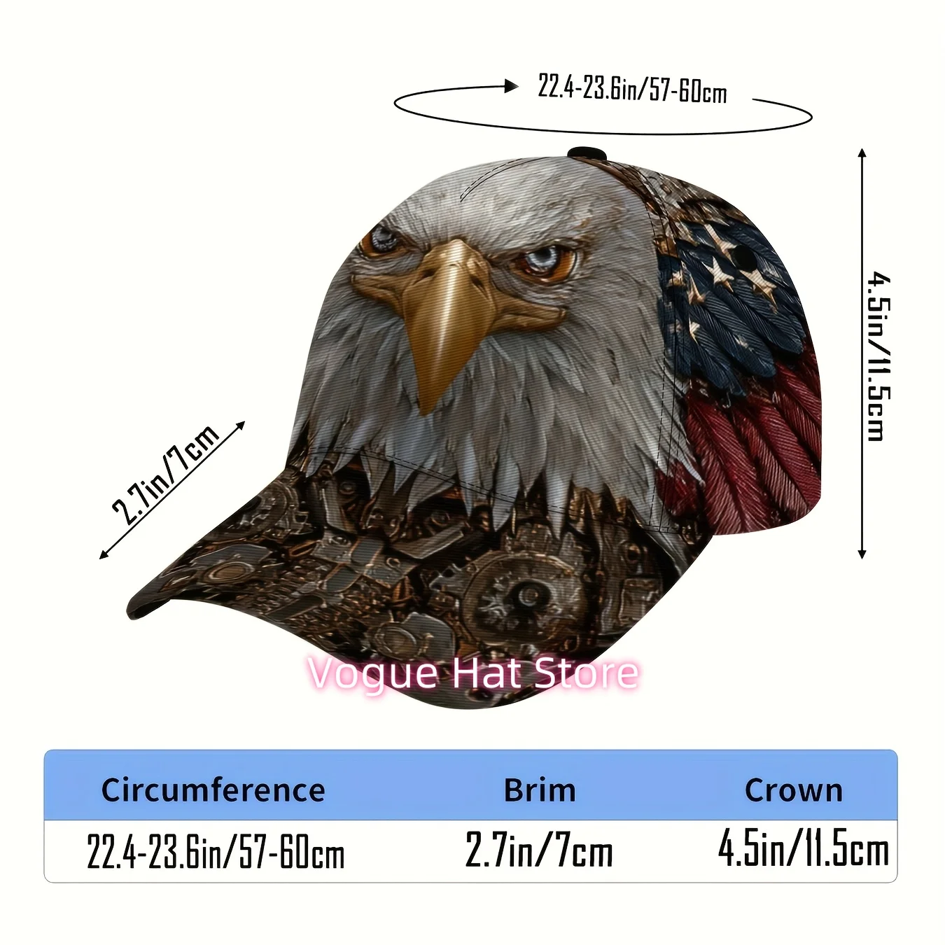 1pc, Patriotic Mechanical Eagle American Flag Baseball Cap, Adjustable, Lightweight, Foldable, Machine Washable, Bold Design, St