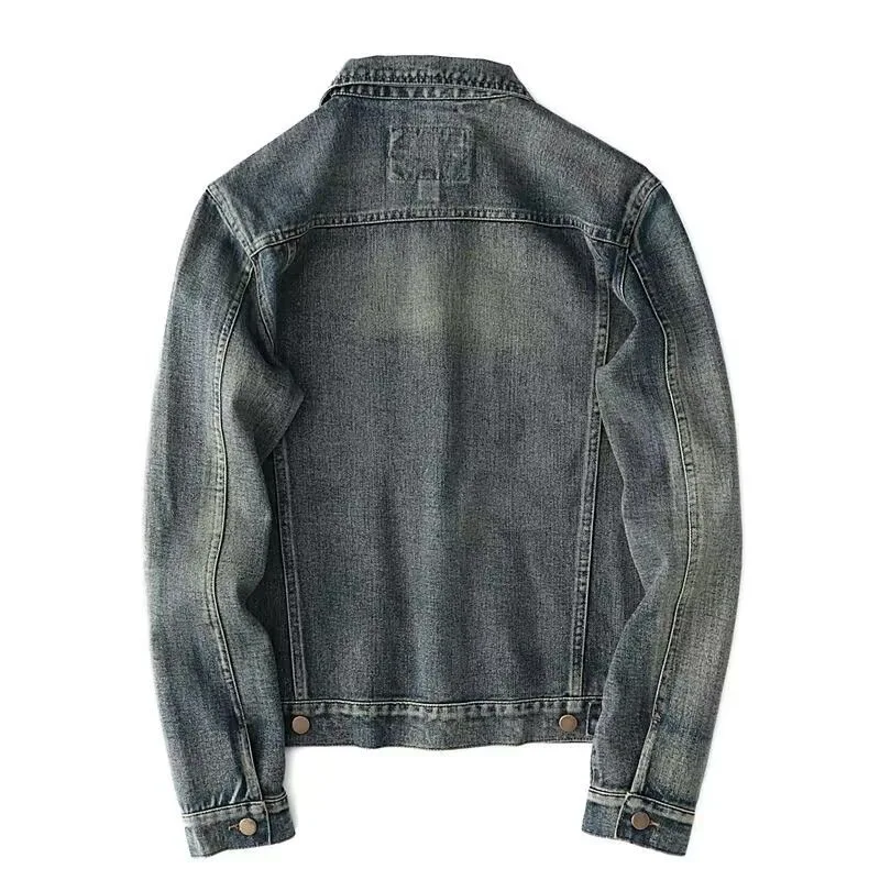 가을 봄 신상 무지 아메리칸 빈티지 스트레이트 데님 자켓 남성 캐주얼 루즈핏 스포츠 플러스 사이즈 코트
