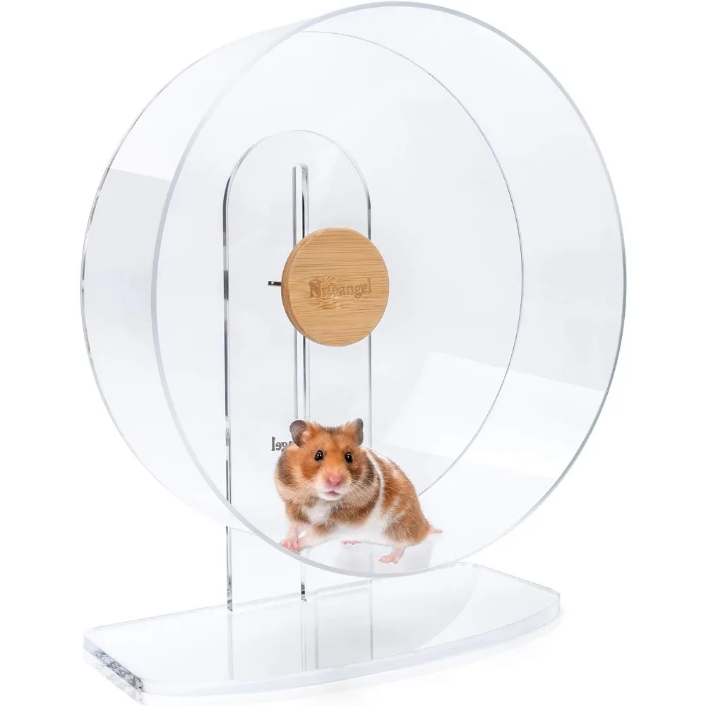 

Silent Hamster Exercise Wheel - Dual-Bearing Quiet Spinning Acrylic Hamster Running Wheel for Hamsters, Gerbils, Mice,