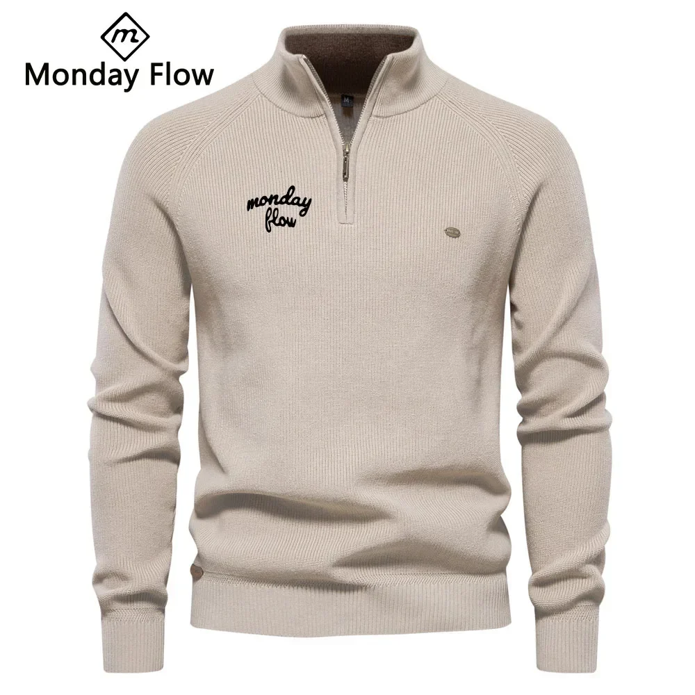 Monday Flow Autumn Golf Men\'s Outdoor Sports Versatile Cashmere Golf Sweater Comfortable Warm Golf Pullover Knitted Jackets