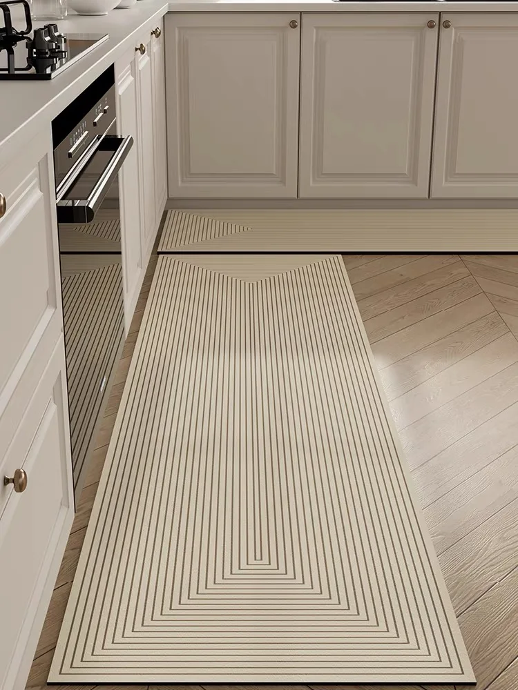 VIKAMA 2pc Modern Simple Diatom Mud Mat Long Strip Oil Absorbent Quick Drying Floor Mat Household Non-Slip Kitchen Mat