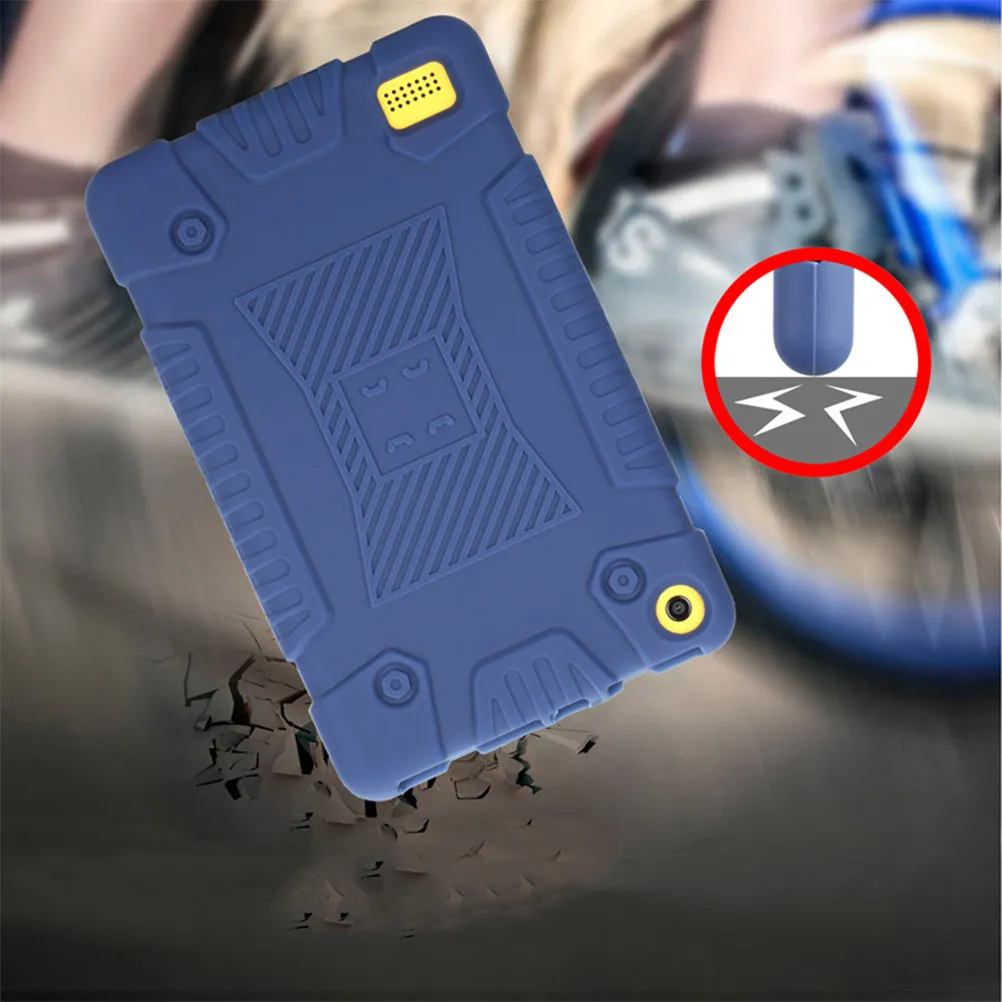 Blue Slim Fit Silicone Case for Fire 7 Tablet 7Th Generation 2017 Anti Slip Texture Shock Resistant Bumper Cover for 7 Tablet