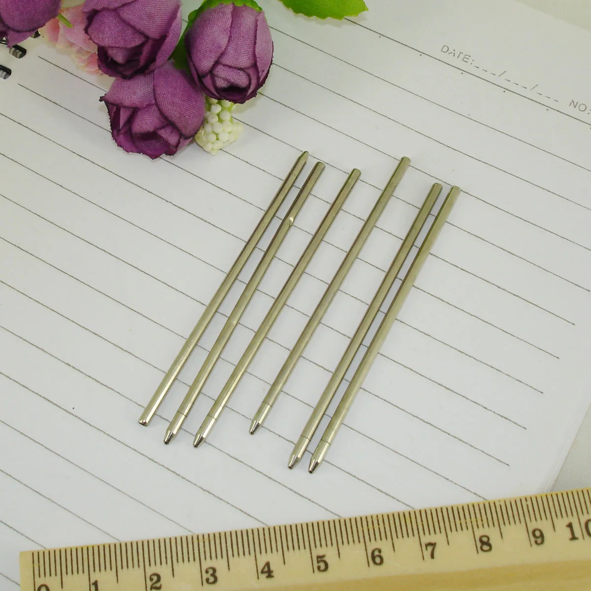 100pcs/lot Mini metal Ball Pen refill 67.2mm length Writing Lead size 1.0mm wear leakproof pen cap