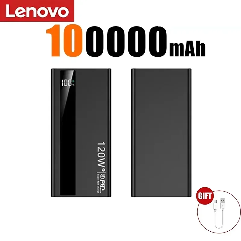 Lenovo Nieuwe 500000mAh Ultra Grote Capaciteit 3C Power Bank 120W Snel Opladen Draagbare Digitale Display Powerbank Voor iPhone Samsung
