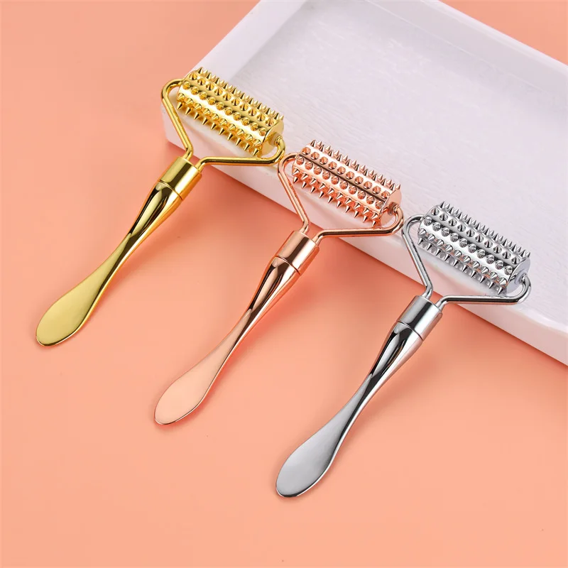 

Zinc Alloy Microneedle Roller Facial Wrinkle Remover Manual Massager Micropin Skincare Beauty Tool Device Dermaroller for Face